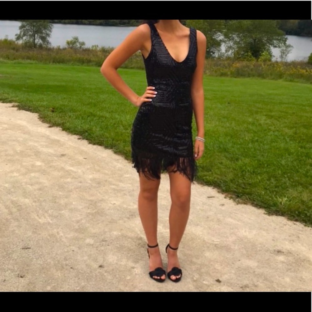 Black sequin fitted dress